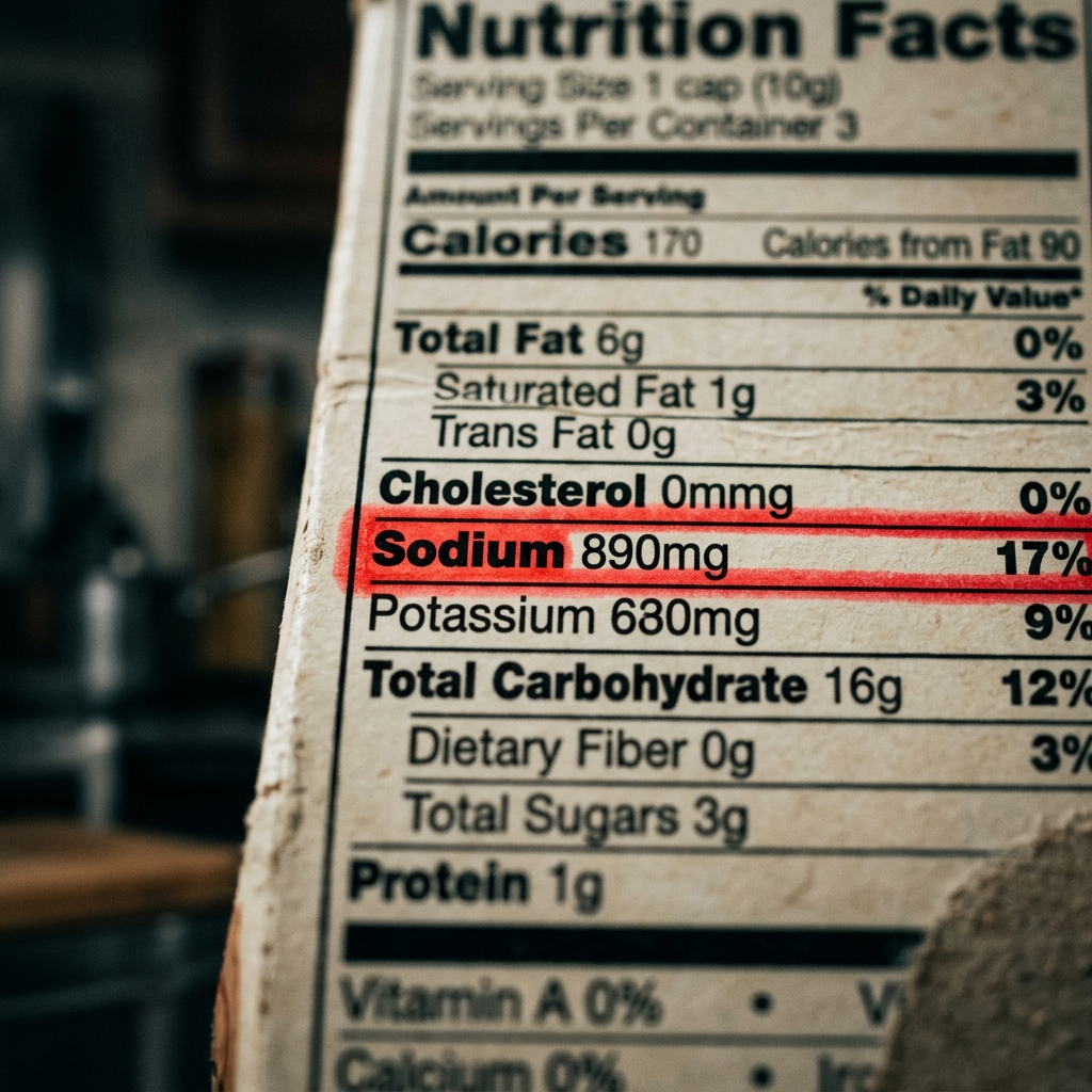 Nutrition label showing high sodium content — a key tinnitus trigger