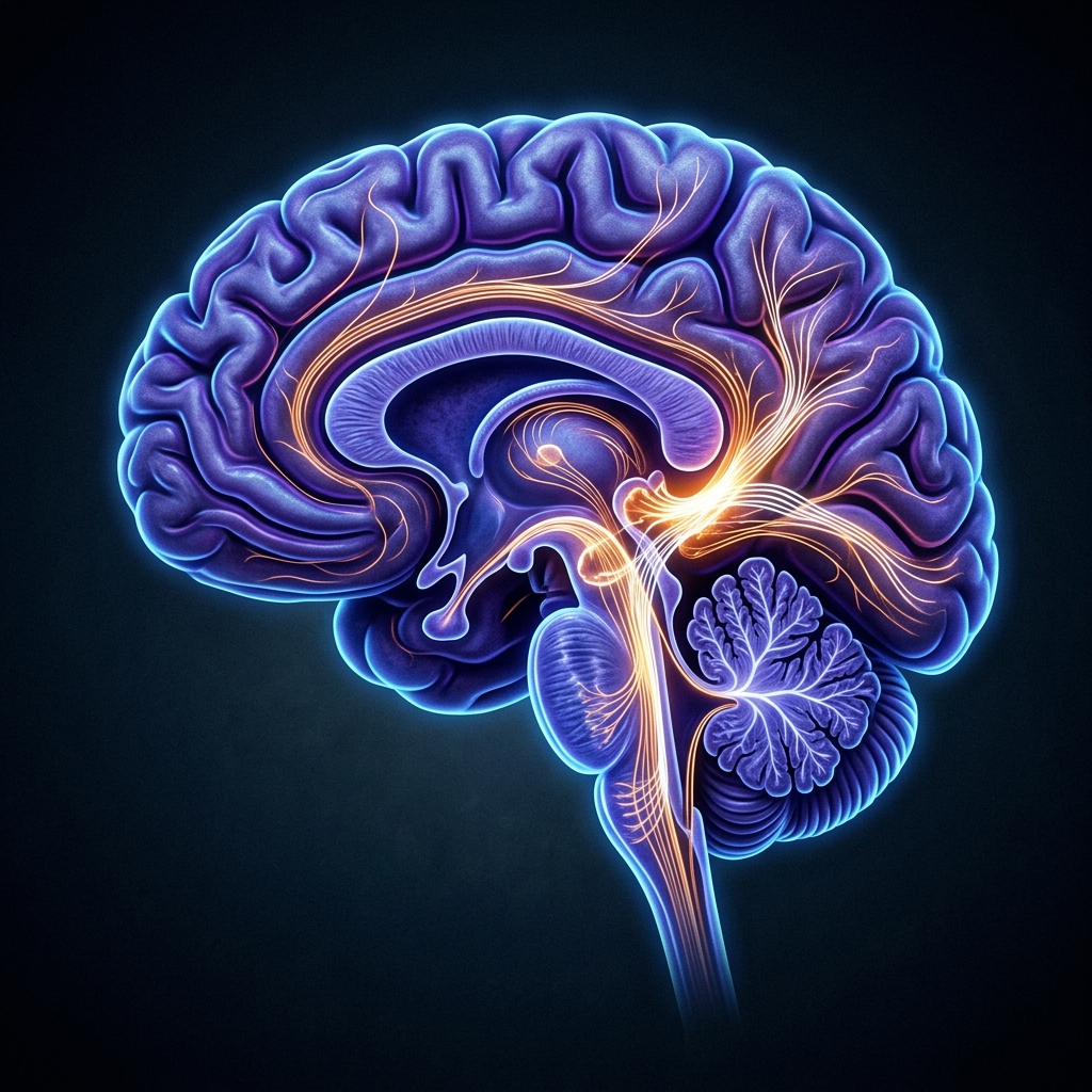 Brain scan showing auditory cortex hyperactivity in tinnitus
