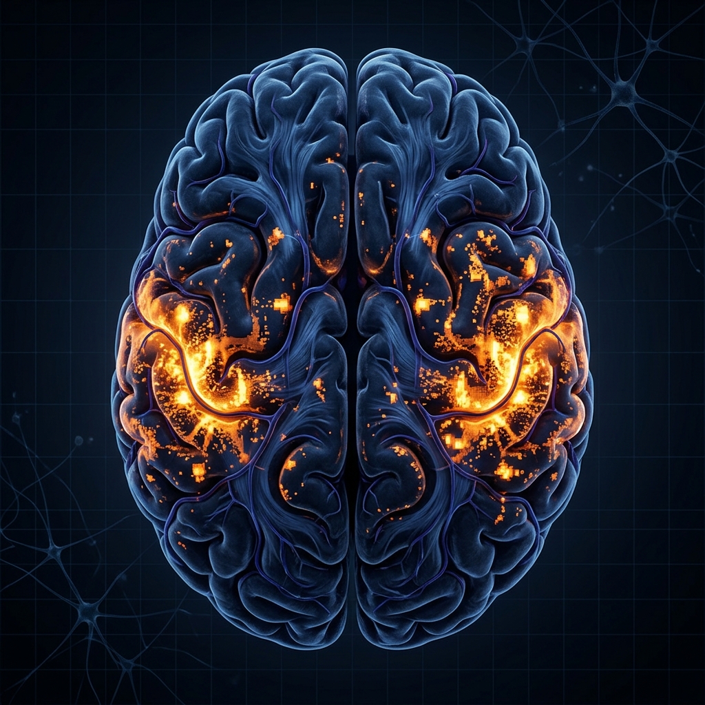 fMRI brain scan showing hyperactive auditory cortex in tinnitus patients